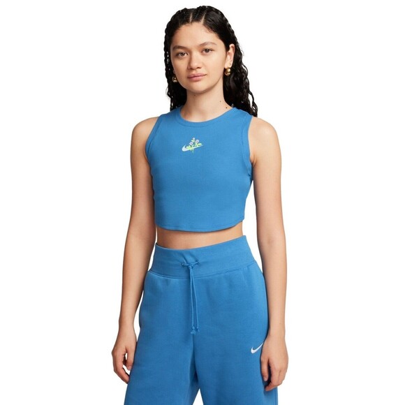 Nike Tops - Nike Women's Sportswear Essential Cropped Ribbed Tank Top , Star Blue,  XS